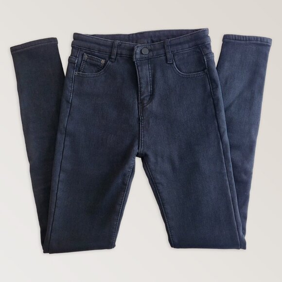 Black FLEECE WARM Jeans, Cozy Winter Jeans, Skinny Denim Pants, Size 29 - Picture 1 of 9